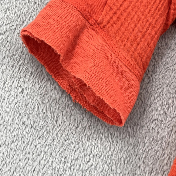 Anthropologie Postmark Top Womens Small Orange Crinkle Gauze Front Raw Edge Boho - Picture 4 of 11